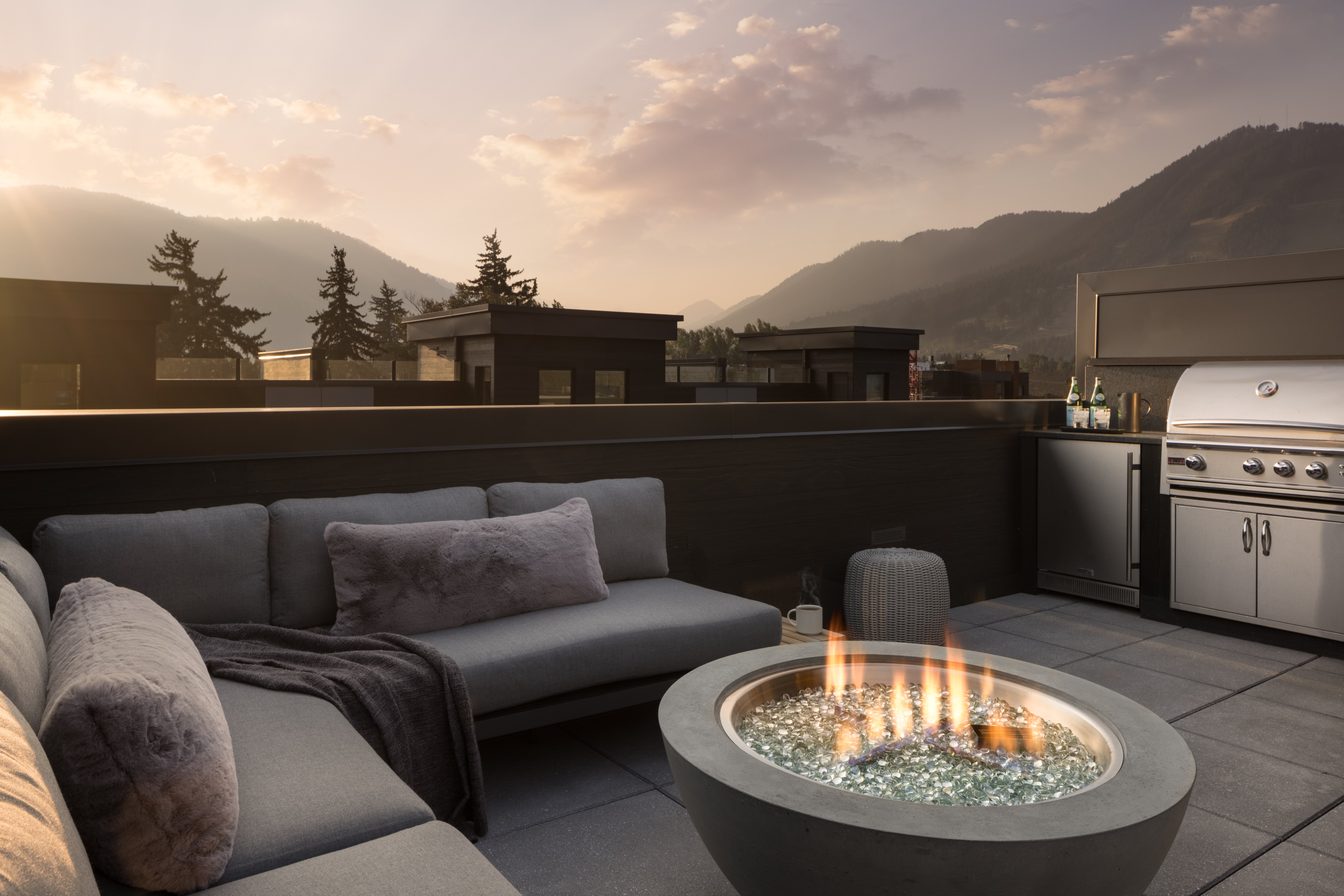 Private rooftop at sunset